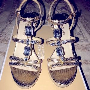 Michael Kors Jayden Wedge PaleGold Metallic Leather